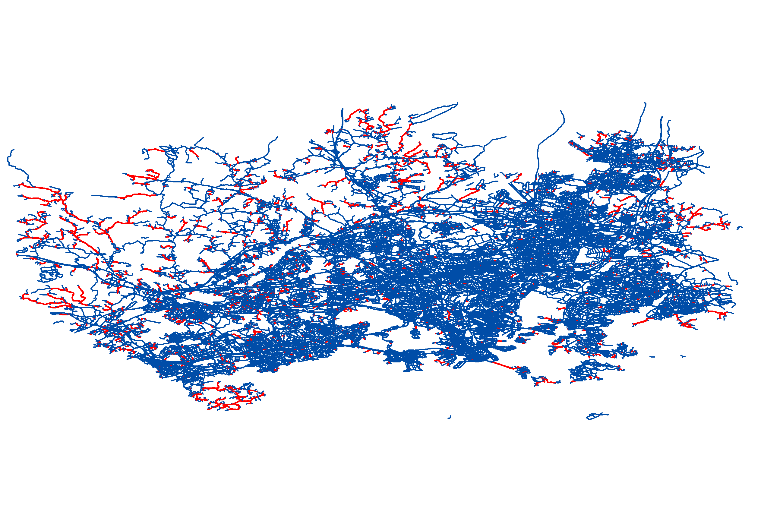 Results Cut vertices Red = road segments that