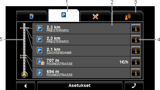 9.7.1 Erikoiskohteiden näyttäminen reitillä 1.