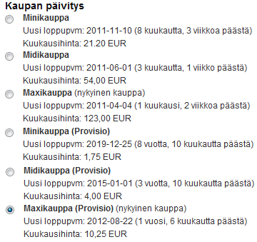 selainikkunasta ensimmäisen tuotteen tiedoista 2. selainikkunaan toista tuotetta varten ne tiedot, jotka ovat kummassakin samoja H.