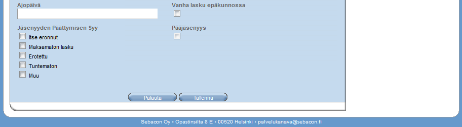 Täydennä jäsenyyden tiedot ja klikkaa Tallenna-painiketta. Tehtävän lisääminen henkilölle Tarvittavat tehtävänimikkeet luodaan ensin lajiliiton tietoihin.