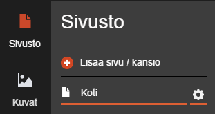 Sivu 10/37 6. Muokkaustilaan siirtyminen Mallipohjan valinnan jälkeen siirryt automaattisesti Kotisivutyökalun muokkaustilaan.