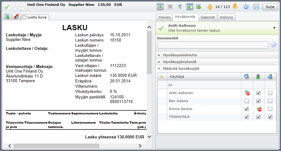 Kattavat käyttöoikeudet ovat keskeinen osa Invoices-sovelluksen tietoturvaa kunkin käyttäjän oikeuksia voidaan kontrolloida ja luvaton käyttö voidaan estää.