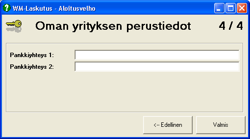Aloitusvelho Yrityksen oman tietokannan käyttöönottoa on pyritty nopeuttamaan aloitusvelhon avulla. Aloitusvelho pyytää syöttämään yrityksen perustiedot.