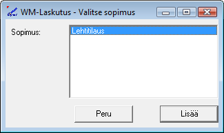 Miten lisään asiakkaalle uuden sopimuksen? Valitse Asiakkaat ikkunassa Sopimukset välilehti. Uusi sopimus lisätään klikkaamalla Tarkenteet kehyksessä Lisää uusi - painiketta.