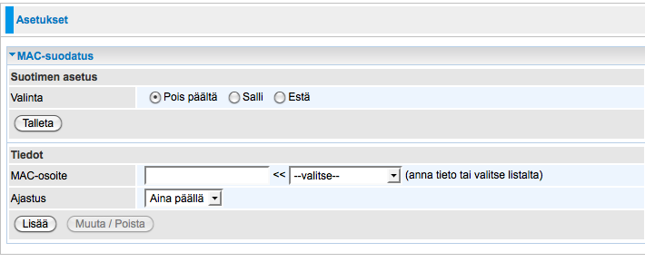 Mac-suodatus MAC-osoite (Media Access Control) on jokaisen verkkoliittymän tietokoneen ainutkertainen verkkolaitteen tunnus (ts. sen verkkoliittymän kortti tai Ethernet-kortti).