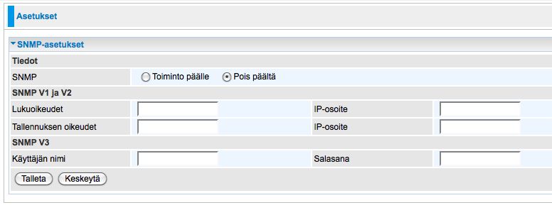 SNMP-asetukset Tämän toiminnon käyttö edellyttää lähiverkkoa (LAN) käyttävän tietokoneen ohjelman Simple Network Management Protocol.