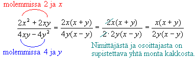 Murtoyhtälö 4 on määritelty, kun 0 ja. Vastaus: 4 6. Esitetään sekä osoittajassa että nimittäjässä olevat polynomit tuloina ja supistetaan yhteisillä tekijöillä.