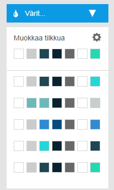 oleva väritilkku. Väritilkku sisältää kaikki sivustollasi käytössä olevat värit. Näet tilkusta suoraan, missä osaa sivustoa mitäkin väritilkun väriä käytetään.