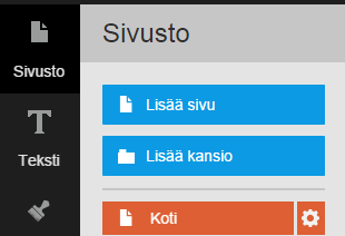 Sivu 8/37 6. Muokkaustilaan siirtyminen Mallipohjan valinnan jälkeen siirryt automaattisesti Kotisivutyökalun muokkaustilaan.