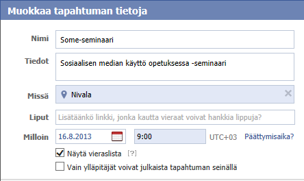 Tämän jälkeen voit valita joko tarjouksen, tapahtuman tai merkkipaalun. Tarjouksen voit valita vasta sitten, kun sivulla on vähintään 100 tykkääjää.