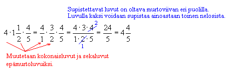 . Murtolukujen kertolasku Esimerkki. Kerrotaan luku luvulla 7.