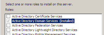 Windows 2008 AD DS asennus Serveriasennuksen jälkeen