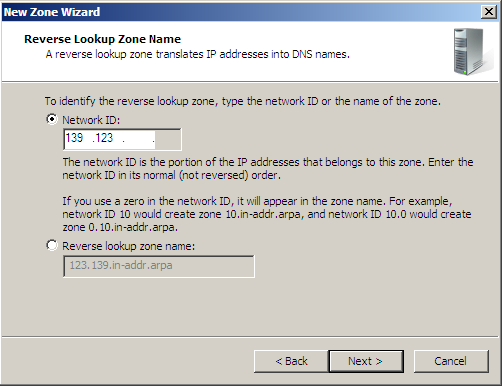 Windows 2008 AD DS asennus DNS Reverse Lookup asennus