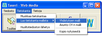 Yhdistyksen oma tietokanta Yhdistyksen tietokanta mallitietokannasta Yhdistyksen kirjanpidon pohjaksi voidaan kopioida ns.