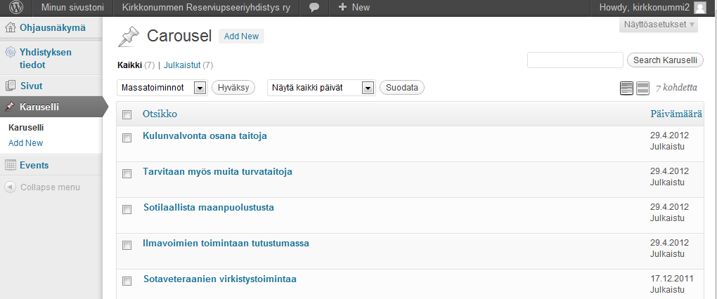 Kotisivuohje Sivu 8 / 10 2.2.6. Muokatun sivun tallentaminen Kun olet tyytyväinen muokkaamasi sivun ulkonäköön ja sisältöön, sivu pitää vielä tallettaa. Painamalla oikealla ylhäällä (kuva 2.3.