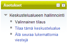 Myös kurssin etusivulla näytetään lukemattomien viestien määrä keskustelualueen kohdalla. Keskustelualueen etusivulla näytetään keskustelujen luettelossa lukemattomien viestien sarake.