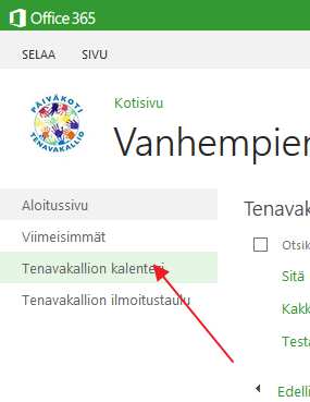 sisältöä 2. Klikkaa yläpalkin valikkoa a. Luettelo (Ilmoitustauli b. Kalenteri (Kalenteri) 3. Valitse Haluan ilmoituksen ja sitten Määritä tätä luetteloa koskeva ilmoitus 4.