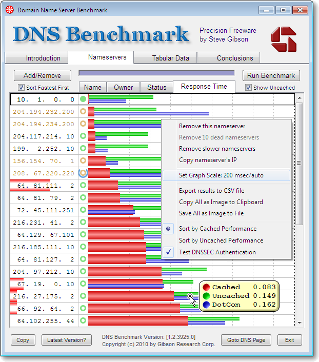 Windowsilla DNS-palvelinten vasteaikoja voidaan mitata seuraavanlaisella ohjelmalla.