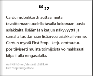 Sähköinen leimapassi Cardusovelluksen kautta on vain luonnollinen jatke kehitykselle, enkä montaakaan asiakasta tiedä joka ei ilahtuisi pahvisesta uudesta