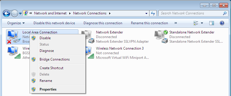 3.1 Network Configuration 3.1.1 Configuring PC in Windows 7 1. Go to Start. Click on Control Panel. 2. Then click on Network and Internet. 3. When the Network and Sharing Center window pops up, select and click on Change adapter settings on the left window panel.