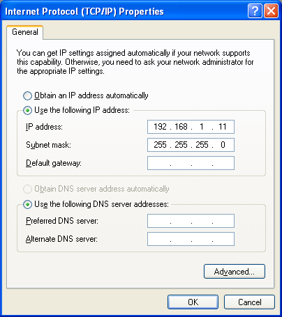 3.1.3 Configuring PC in Windows XP 1. Go to Start > Control Panel (in Classic View). In the Control Panel, double-click on Network Connections 2. Double-click Local Area Connection. 3.