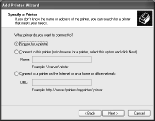 . Kirjoita Windows 2000:ssa jaetun tulostimen nimi ja napsauta Next (Seuraava).