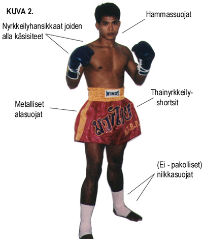 Kuva 1. Amatööriottelijan kilpailuvarustus.