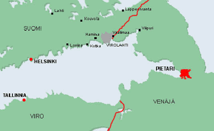 Kuva 1. Virolahti, sijainti Virolahti sijaitsee Etelä-Suomen läänissä, Kymenlaakson maakunnassa ja on Suomen kaakkoisin kunta.