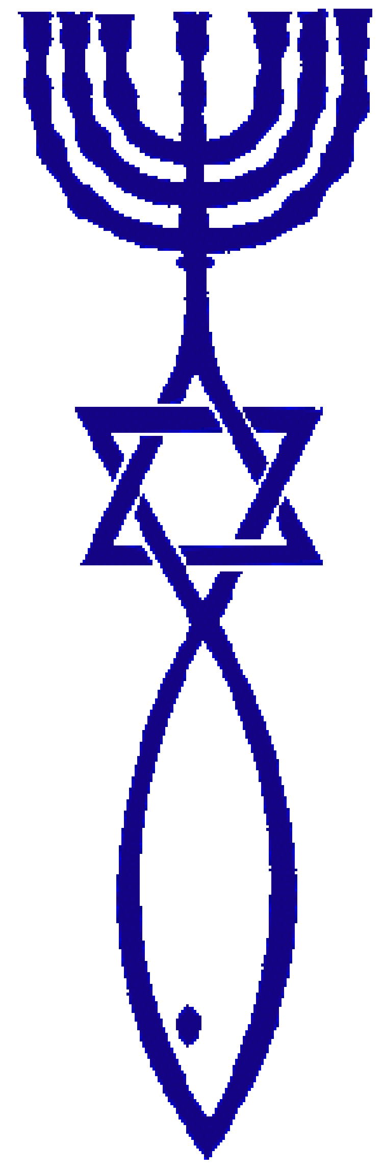 Varhainen messiaaninen symboli Tämä merkki on löydetty saviruukuista ja seiniltä paikoissa, joiden uskotaan toisella vuosisadalla olleen Yeshuaan uskovien kokoustiloja Jerusalemissa.