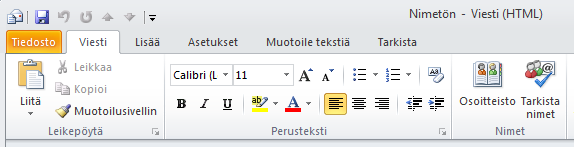 Tekstin muotoilu Outlook 2010 käyttää tekstin muotoilussa Wordin tekstieditoria.