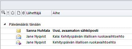 Saapunut sähköposti Kun saat uuden sähköpostin saat siitä määritystesi mukaisen (katso dia 13) ilmoituksen