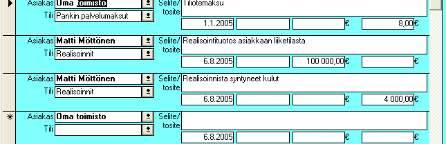 13. ASIAKASVAROJEN TILIN KIRJANPITO 14.1 TAPAHTUMIEN KIRJAAMINEN Asiakasvarojen tilin kirjanpito löytyy Notaari ohjelman vihreän alkuruudun ylälaidan valikosta Muut palvelut.
