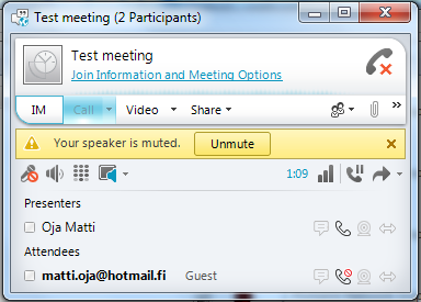 Example Eric Your email address Unmute your microphone by clicking Unmute or microphone icon in toolbar.