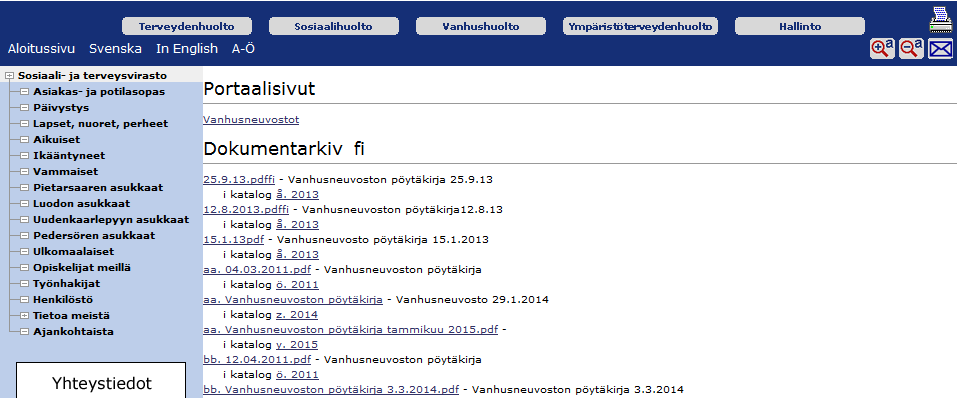 Pietarsaaren vanhusneuvoston pöytäkirjat Kirjoita