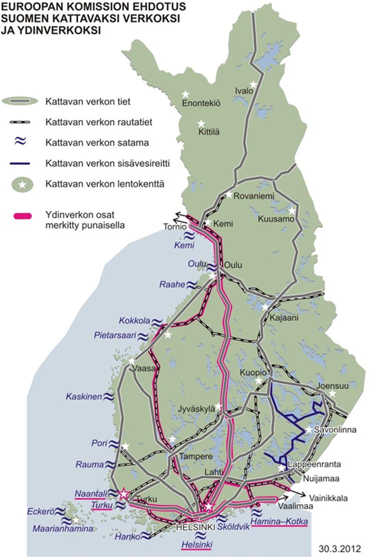 Uudet TEN-T -suuntaviivat 2014-2020 Euroopan parlamentti käsitteli joulukuussa 2012. Nyt ministerineuvostossa.