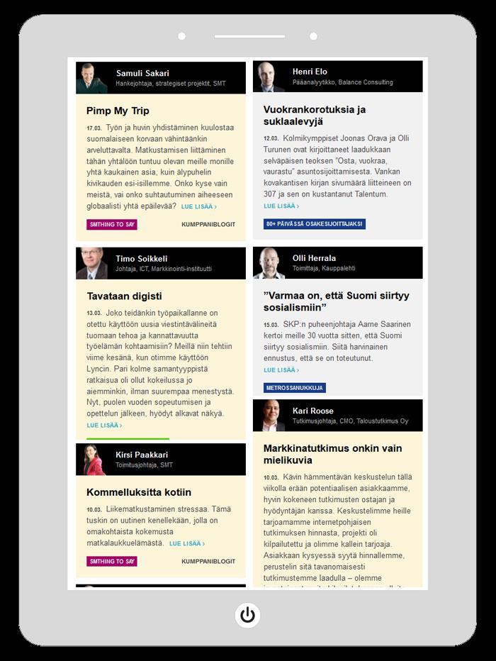 Blogiuudistuksen tuloksia Lukuajat yritysblogeissa kasvoivat 50%