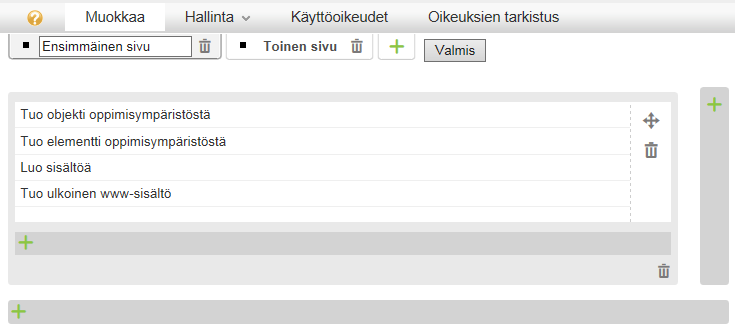 6 Optima Kooste-ohje Sivun voi poistaa roskakori-ikonista. Poisto vahvistetaan aina vielä seuraavassa ponnahdusikkunassa. 3.2 Sisältölohkot Kooste-objekti muodostuu sisältölohkoista.