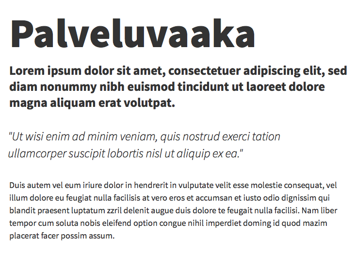 Typografia THL:n verkkopalveluissa käytettävä fontti on Googlen tarjoama Source Sans Pro. Mikäli Googlen tarjoamaan kirjastoon ei saada yhteyttä, varafonttina on Arial.