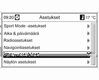 Mittarit ja käyttölaitteet 99 Värillinen infonäyttö auton viestit 3 100 auton räätälöinnin asetukset 3 105 Näytettävät tiedot ja niiden esitystapa riippuvat ajoneuvon varustelusta ja asetuksista.