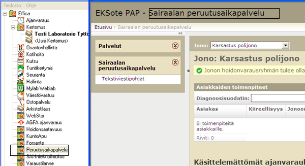 AAPAP Ajananto- ja peruutusaikapalvelu Jonossa olevilta potilailta kysytään ajan sopivuutta ennen ajanvarausta tekstiviestillä.