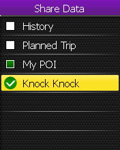 Siirrä tietoja 1. Valitse Knock Knock -valikossa 5-suuntaisella navigaattorilla Siirrä tietoja. 2.