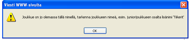 SUOMEN SALIBANDYLIITTO SÄHKÖINEN ILMOITTAUTUMISJÄRJESTELMÄ OHJEEN VERSIO 1.9. (s. 10) Juniorijoukkueen tulee valita kumpaa tasoa ilmoittautuminen koskee: Kilpasarjaa vai haastajasarjaa.
