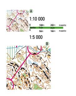 Yleisimmin 1:10 000 Myös 1:15 000 käytetään Opetuskartat yleensä 1:5 000 Sprinttikartat 1:4 000 tai 1: 5000 Jos kartan mittakaava on