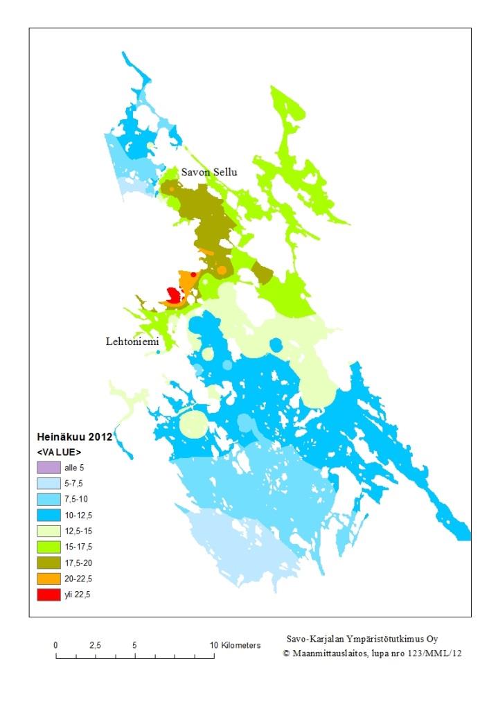 Alueellinen rehevyyskartoitus Anturitekniikka mahdollistaa alueelliset ja jatkuvatoimiset mittaukset Klorofyllin pitoisuudet Kallavedellä