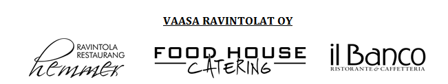 5 Vaasa Ravintola Oy, Yleiset varausehdot 2014 Tilaisuuden tarkentaminen Pyydämme toimittamaan viimeistään 7 vrk ennen tilaisuutta yksityiskohtaisen ohjelman, josta käyvät ilmi: - suurpiirteinen