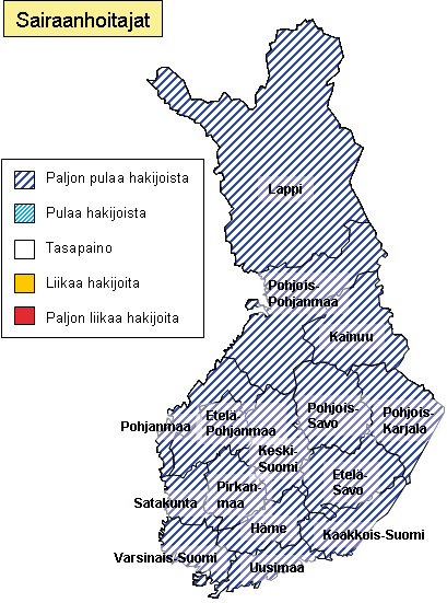 Pula ammattitaitoisesta työvoimasta on terveyspalvelualalla monin paikoin huutava. Keskeisten henkilöstöryhmien eläkkeelle siirtymisluvut kasvavat lähivuosina nopeasti.