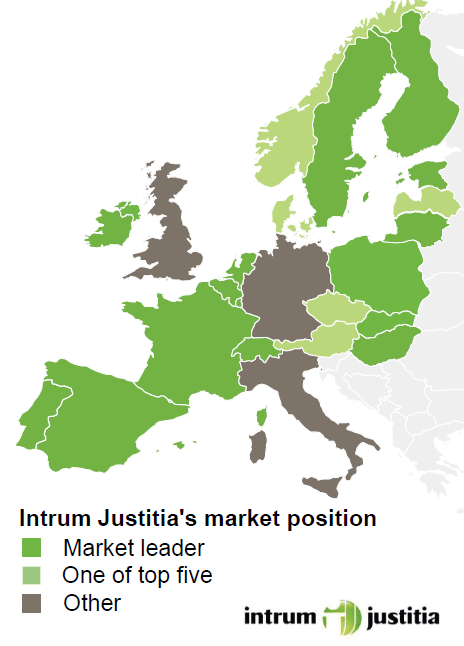 Intrum Justitia Ruotsalainen perintätoimisto Markkinajohtaja Euroopassa Koko parantaa kustannustehokkuutta, suurin hyöty kuitenkin kattavassa
