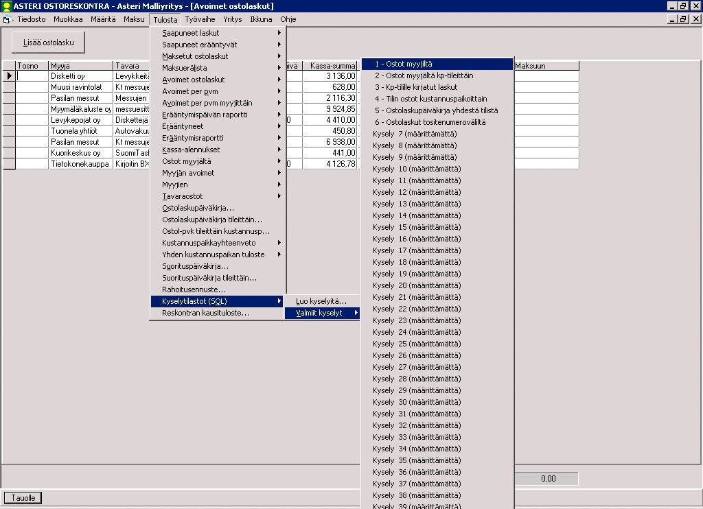 ASTERI OSTORESKONTRA Windows-ohjelma Vuosipäivitys 13.9.