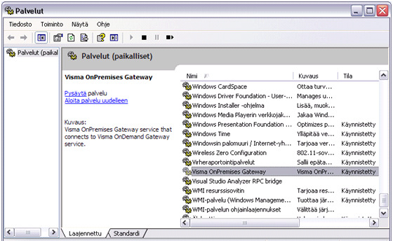 Asennuksen tarkistaminen Tee tämä vasta Visma Update client -asennuksen jälkeen, kun Gateway Updater - asennusohjelma on lopetettu.