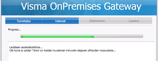 Tiedostojen lataus. Tämän jälkeen asennusohjelma lataa suojatun yhteyden luomiseen tarvittavia tiedostoja Visman palvelimelta ja asentaa ne. 13.